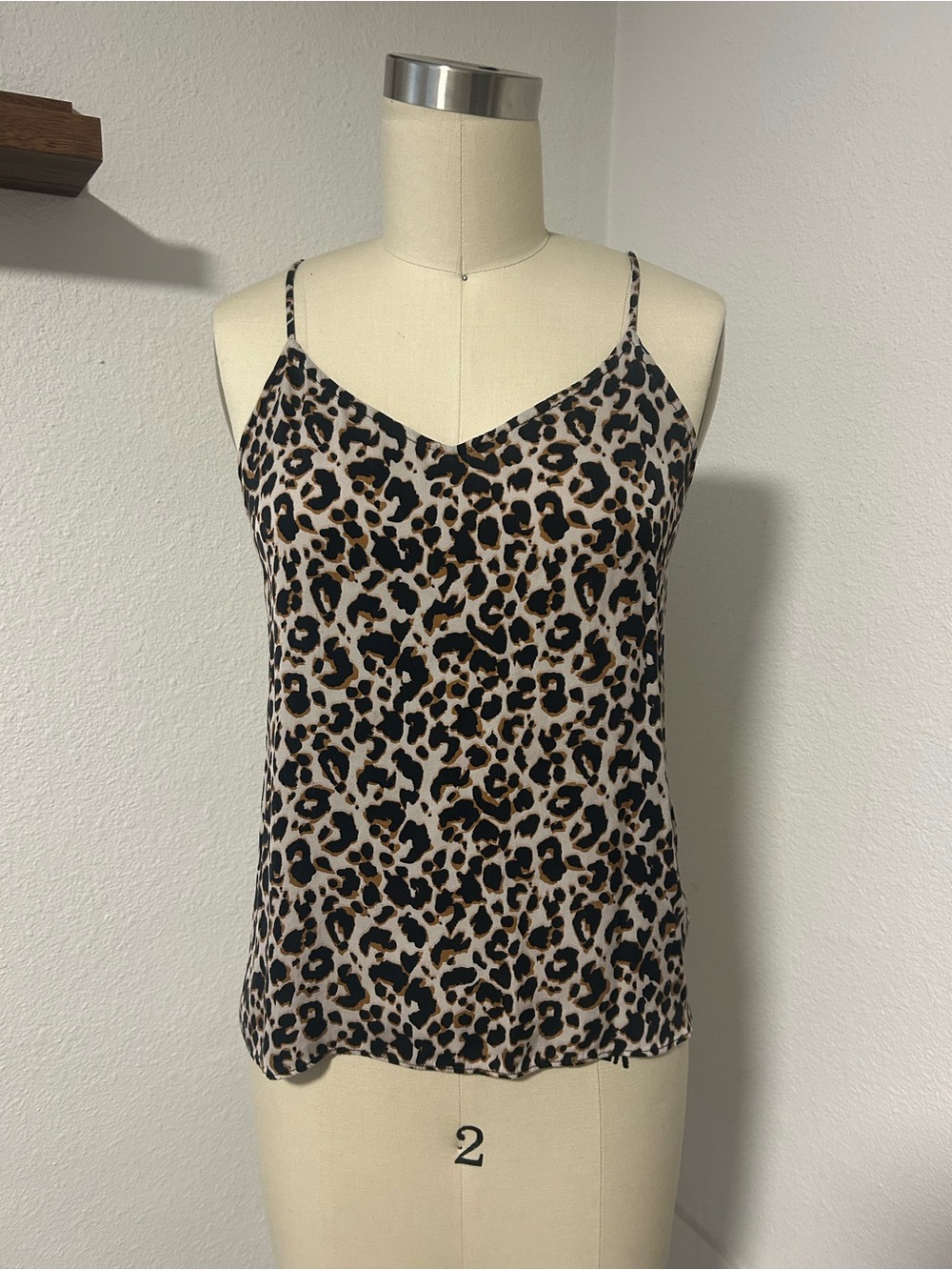 Quince Leopard Print Spaghetti Strap Cami - Beige, Black, Brown